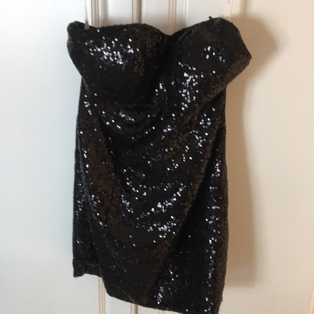Blk sequined mini dress